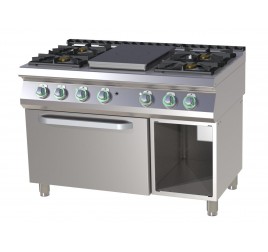 4 égőfejes 1 zónás francia lapos RedFox gáztűzhely gázüzemű sütővel